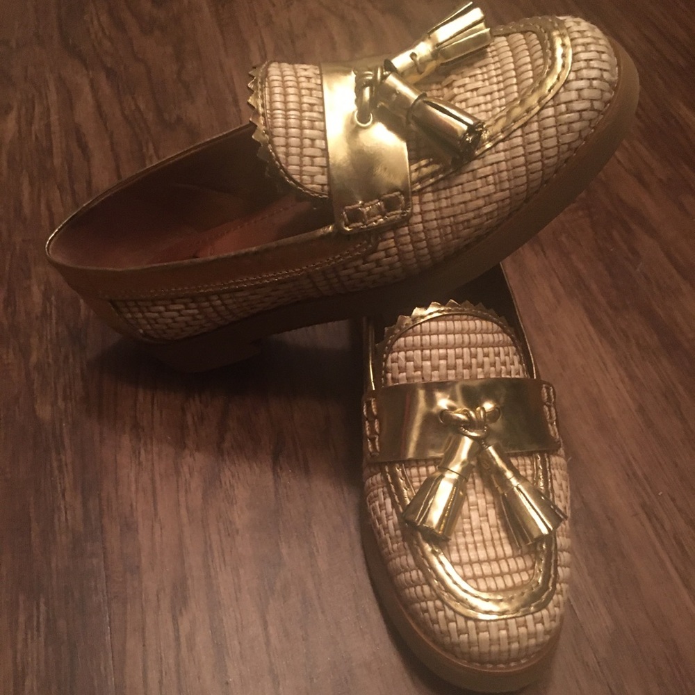 Tory Burch Gold Tassel Loafers